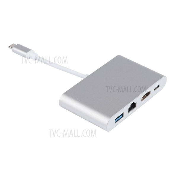 USB-C Hub Type-C to USB 3.1 + RJ45 + HDMI + Type-C Adaper Converter