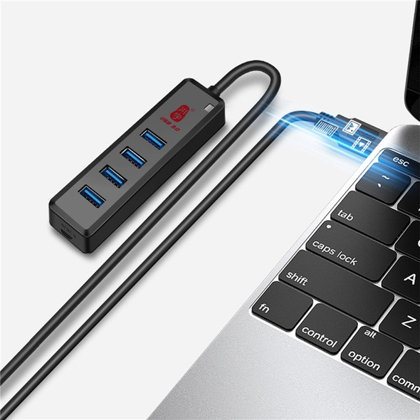 KAWAU H302-100CM Multi USB Port Expander with Micro-B Charging Port USB Splitter 4-port USB 3.0 Hub with 100cm Cable, Support Fast Data Transfer