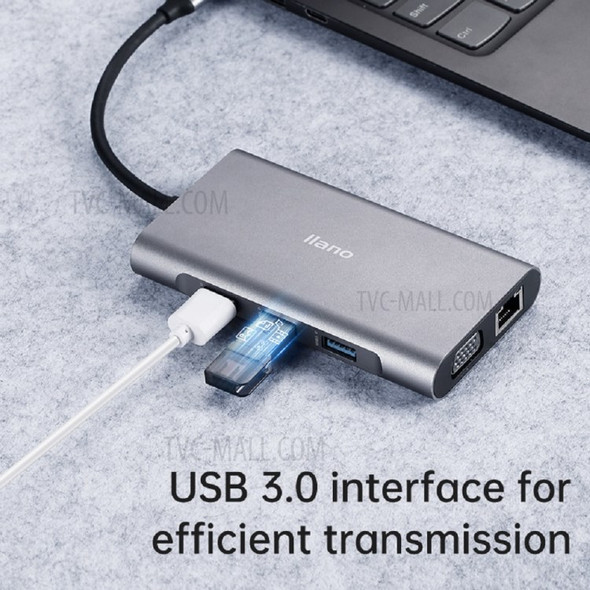LLANO LJN-TZW020 10 in 1 Type-C Hub USB C to USB 3.0 HDMI VGA TF/SD RJ45 PD Charging Dock Station