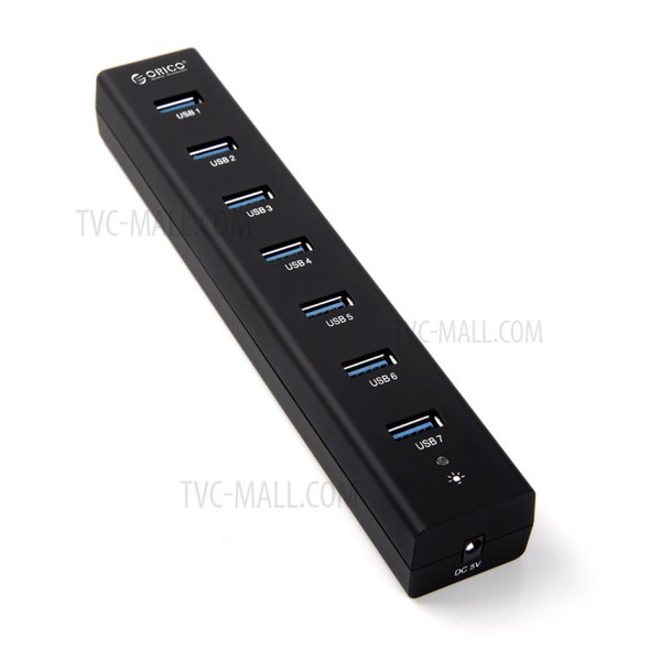 ORICO ABS 7-Port USB3.0 HUB with Power Adapter & Cable (H7013-U3) - Black / US Plug