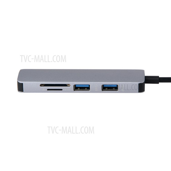5-in-1 Type-C- Hub with 3 USB 3.0 Ports + TF/SD Card Reader for Macbook Laptop