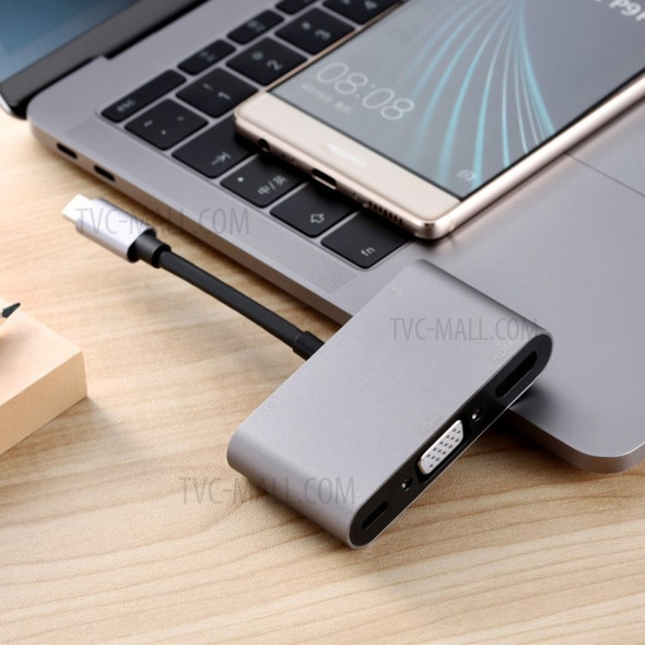 5-in-1 Type-C to VGA/PD Multi - function HD Concentrator for Switch USB3.1 HUB Docking Station
