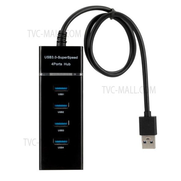 4 Port USB Hub 3.0, Data Transfer USB Data Port Hub Splitter - Black