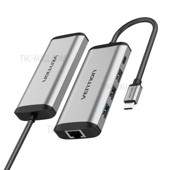 VENTION 5 in 1 15cm Type - C to USB 3.0*3+RJ45+PD Hub Adapter Cable