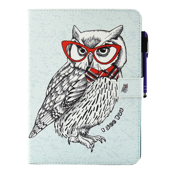 For iPad Pro 9.7 inch Glasses Owl Pattern Horizontal Flip Leather Case with Holder & Wallet & Card Slots & Sleep / Wake-up Function & Pen Slot