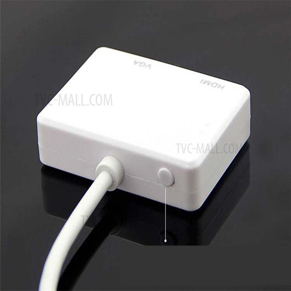 2-in-1 Mini DisplayPort DP Thunderbolt to VGA + HDMI Adapter - White