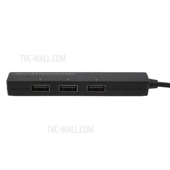 GT-129 Type-C to 3.5mm Audio Port & Three USB Ports USB-C HUB Adapter with OTG Function for Laptop Macbook