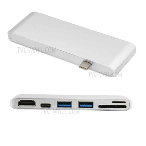 Male USB 3.1 Type-C to Female Type-C + HDMI + Dual USB 3.0 + SD/TF Card Reader
