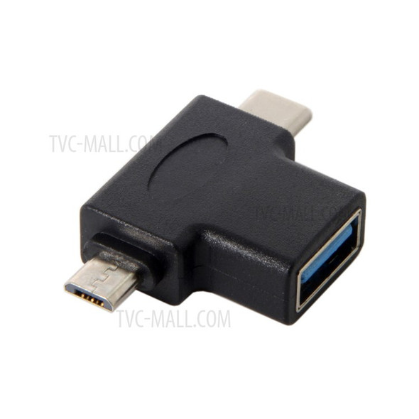 CY UC-065 Type-C & Micro USB to USB 2.0 Female OTG Data Host Adapter