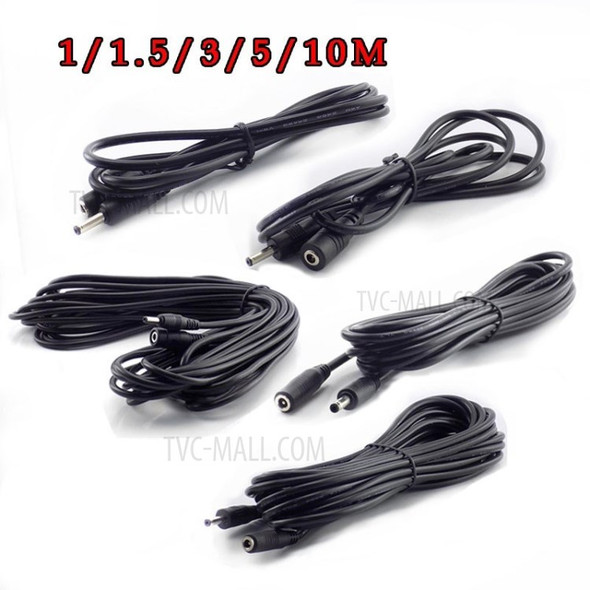 3 / 5 m Male to Female 3.5mm x 1.35mm DC 5V Power Cable Extension Adapter for CCTV Cable Security Camera - Black//3 Meter