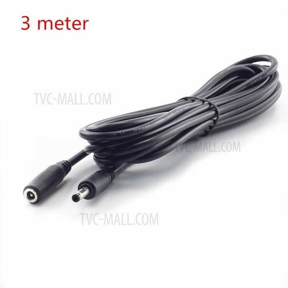 3 / 5 m Male to Female 3.5mm x 1.35mm DC 5V Power Cable Extension Adapter for CCTV Cable Security Camera - Black//3 Meter