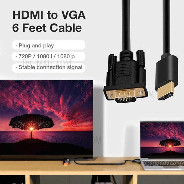 1.8m HD 1080P HDMI Male to VGA Male Active Video Adapter Converter Cable