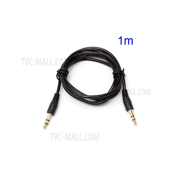 1M 3.5mm Male to 3.5mm Male Transparent Stereo Audio Cable for iPhone MP3 MP4 - Black