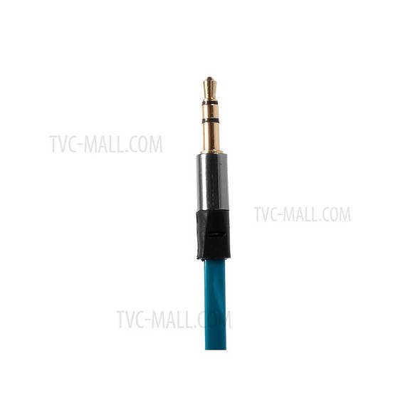 Blue 3.5mm Male to Male 1.2m Flat Auxiliary Audio Cables w/ Mic, Supports iPhone, iPad, Samsung, HTC etc