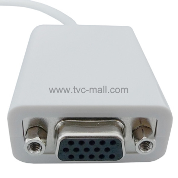 Premium White Thunderbolt Port to VGA Female Cable Adapter for Apple Macbook, Macbook Pro, iMac, Macbook Air, Mac Mini Laptop