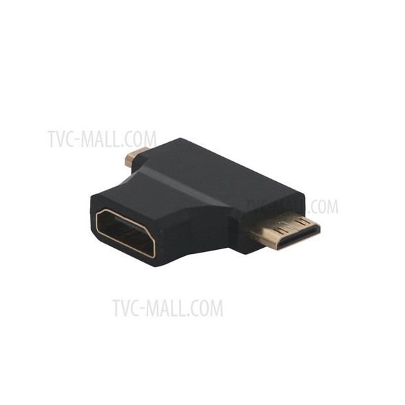 Combo Micro HDMI Male & Mini HDMI Male to HDMI Female 2 in1 Adapter