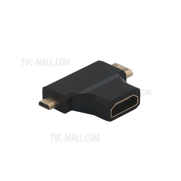 Combo Micro HDMI Male & Mini HDMI Male to HDMI Female 2 in1 Adapter