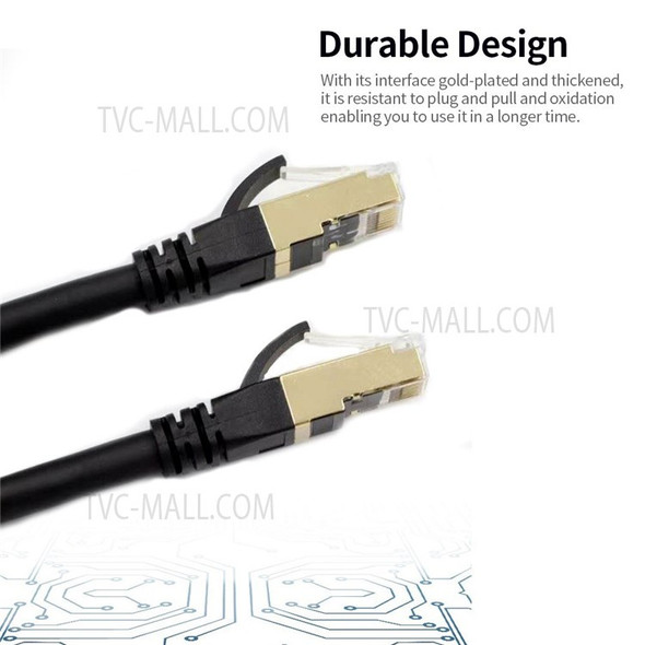 Cat8 Ethernet Cable Durable High-Speed Network Cable 40Gbps 2000Mhz/ Shielded Twisted Pair/ Gold Plated RJ45 Interface - Black/10m