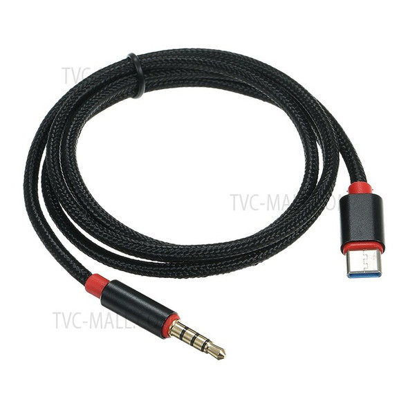 Type C to 3.5mm TRRS Male Aux Cable 3.12ft Type C Adapter to 3.5mm Headphone Stereo Cord Car - Black