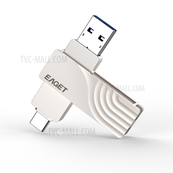 EAGET CF30 2-in-1 Type C USB 3.0 Flash Drive Memory Stick for Type-C Phone Tablet Laptop, 128GB