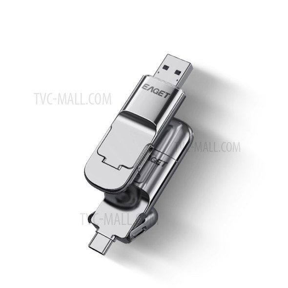 EAGET SU10 USB3.1 Type-C SSD USB Flash Drive 128GB Solid State U Disk Memory Stick Support High-speed 1GB/2s Transfer
