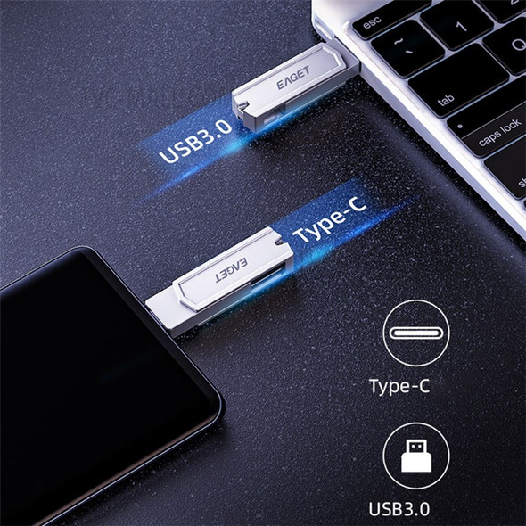 EAGET CF22 64GB Memory Stick 2-in-1 Type C+USB 3.0 Flash Drive for Type-C Phone Tablet Laptop