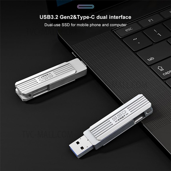 EAGET SU22 128GB 2-in-1 USB3.2 Gen2 + Type-C Flash Drive High Speed Pen Drive Mini Memory Stick U Disk
