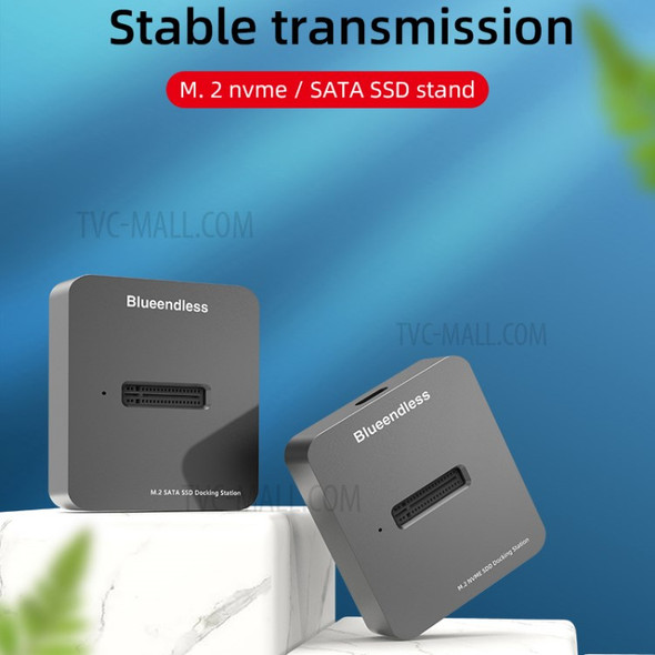 BLUEENDLESS SD02 External Dual Hard Disk Drive Dock Type-C Dock Station M.2 SATA NVME HDD SSD Case Docking Station