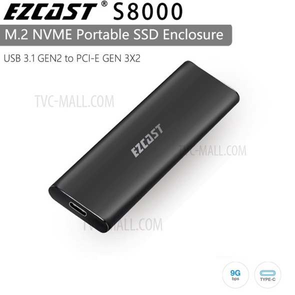 EZCAST S8000 M.2 NVMe Portable Hard Disk Drive 10Gbps PCIe to USB3.1 GEN2 HDD SSD Enclosure External Case