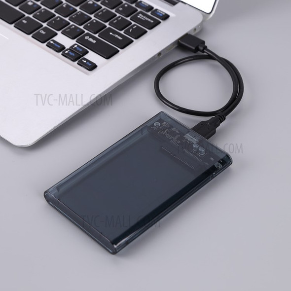 2.5 inch USB3.0 Hard Disk Box HDD Enclosure Computer Adapter with USB3.0 Small Board/USB Cable - Transparent Black