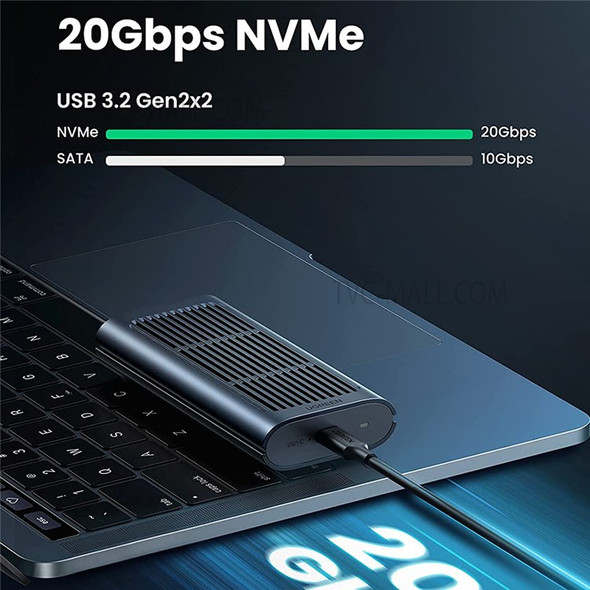 UGREEN 80554 M.2 NVMe SSD Chassis Adapter Portable Hard Drive Enclosure 20Gbps USB C 3.2 Gen 2x2 Support NVMe External Hard Drive