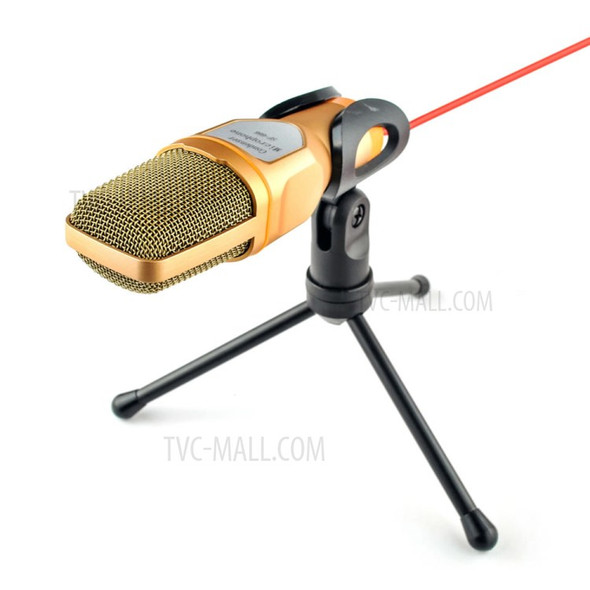 SF-666 Handheld Capacitive Conference with Tripod Stand Anchor Network Microphone - Gold