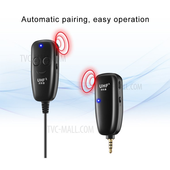 UHF 50m Wireless Lavalier Lapel Microphone Interview Voice Recording Mic System for iPhone Android DSLR Camera