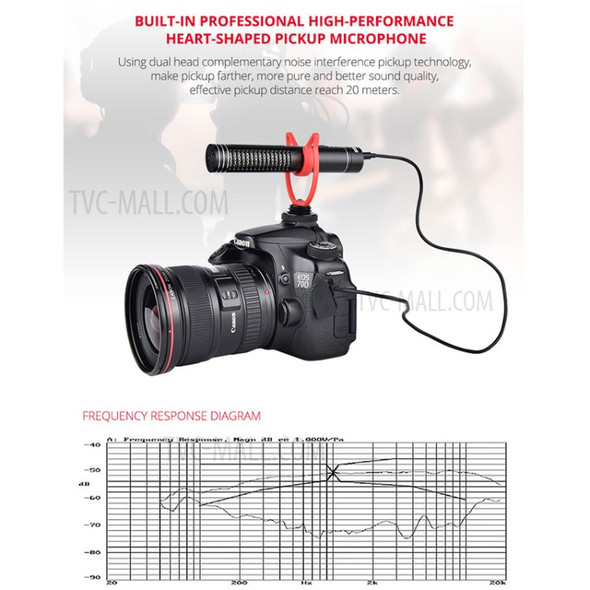 YELANGU MIC05 Electric Professional  Super-Cardioid Universal Gun Shape Camera Microphone Video Mic