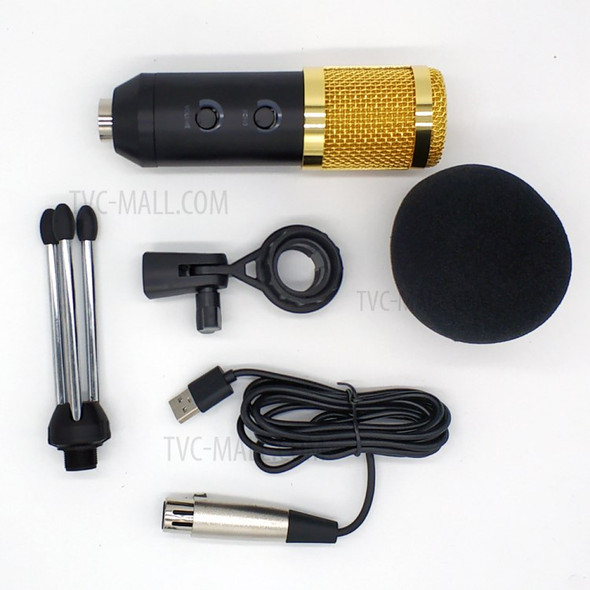 MK-F600TL Studio Professional Condenser Wired Microphone with Tripod - Black / Gold