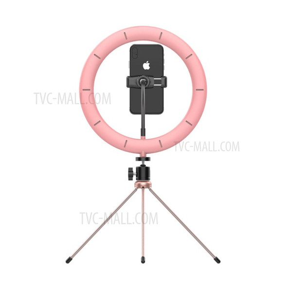 WONEW ZJ02 10 LED Ring Light with Tripod Stand Adjustable Desktop Beauty Ring Light with Tripod for Makeup/Live Stream/Photography - Rose Gold