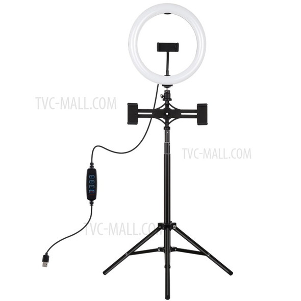 PULUZ PKT3066B 10.2inch LED Selfie Ring Light Cell Phone Clamp Tripod Stand for YouTube Blogger Video Shooting