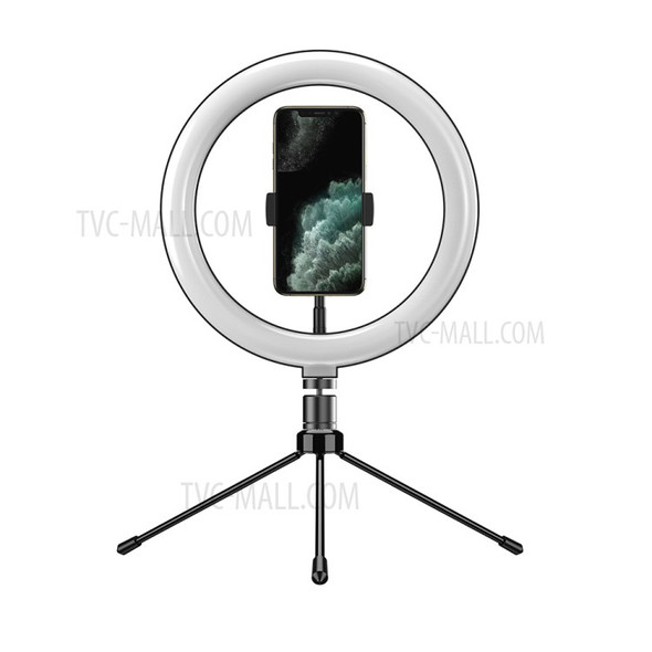 APEXEL APL-FL10JJ13Y 26cm LED Ring Light Photography Selfie Fill Light with Tripod Phone Holder
