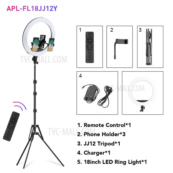 APEXEL APL-FL18JJ12 45cm LED Ring Light Photography Dimmable Lamp for Makeup Live Broadcasting