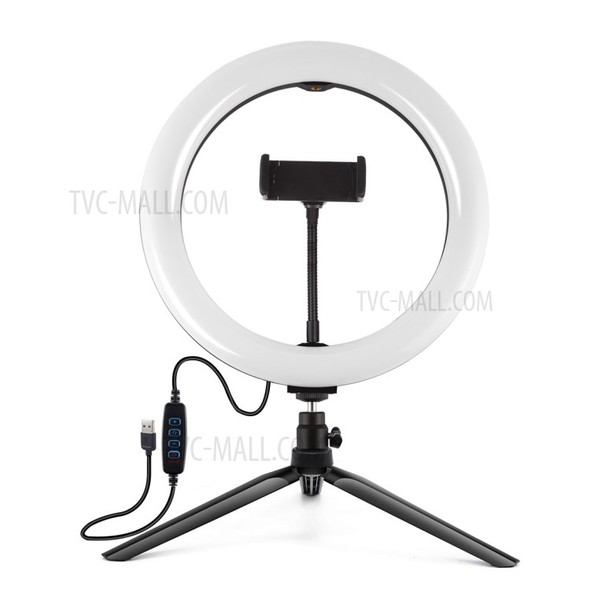 PULUZ PKT3071B 10.2-inch 26cm USB Dimmable LED Ring Lights Vlogging Selfie Photography Video Fill Light with Tripod Mount