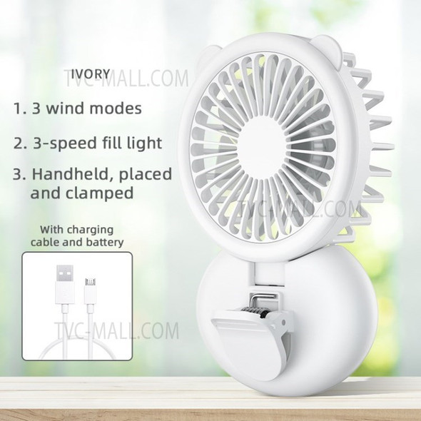 Neck Fan Rechargeable Clip Fill Light  -  White