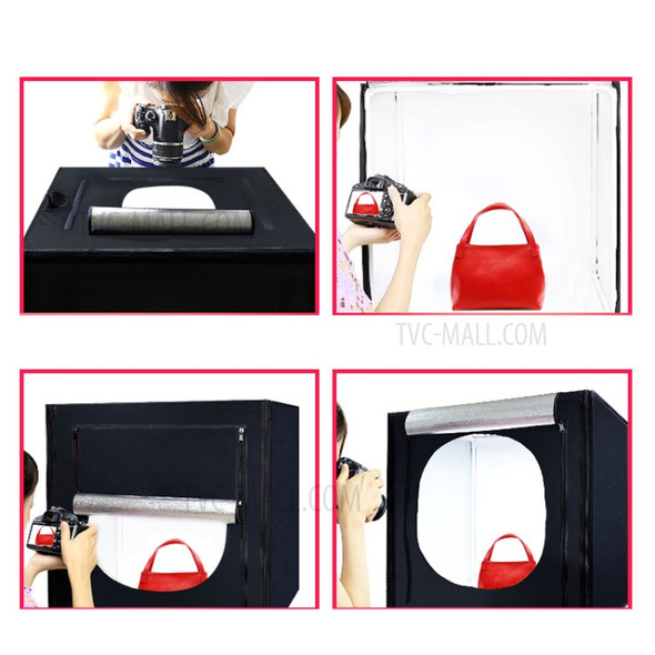 120cm Foldable Photography Photo Box Dimmable with 4Pcs LED Light Panel Lightbox for Camera Phone Photo Shooting - EU Plug