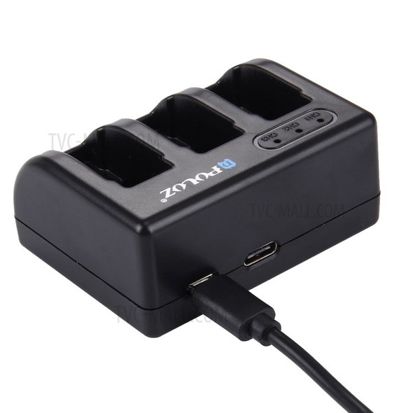 PULUZ PU185 AHDBT-501 Battery Charger with 3 Slots Charging Dock for Gopro Hero 5