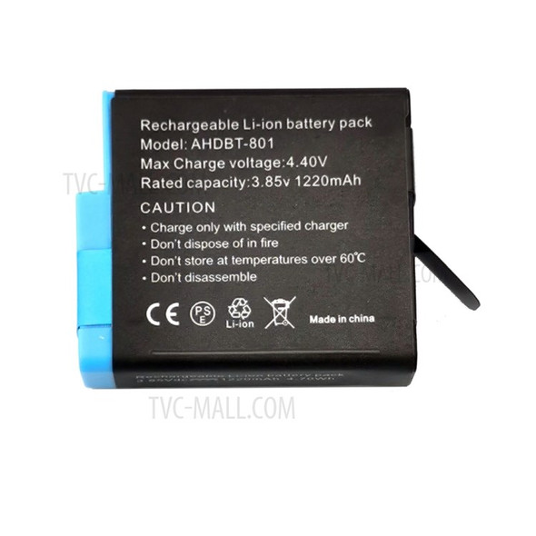 AHDBT-801 1220mAh Rechargeable Battery for GoPro Hero 8/7/6/5 Camera