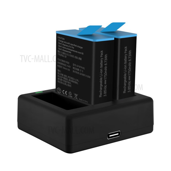 TELESIN Battery Charger Kit 2-in-1 Charging Set 1750mAh Battery Storage Box for GoPro Hero9 Black