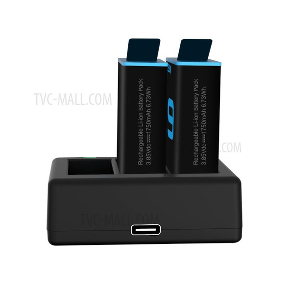 TELESIN Battery Charger Kit 2-in-1 Charging Set 1750mAh Battery Storage Box for GoPro Hero9 Black