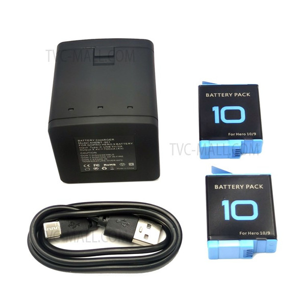 AT1273 3-Channel USB Charger Charging Station with 2 Batteries for GoPro Hero 9/10 Action Camera