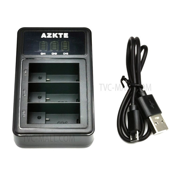 AZKTE AT1276 Battery Charger with LCD Display + 2 Batteries Camera 1800mAh Battery Charging Cradle Set for GoPro Hero 10/9