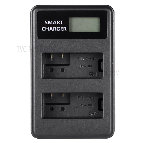 LCD Display 2-Channel LP-E8 Battery USB Charger for Canon EOS 550D 600D 650D etc