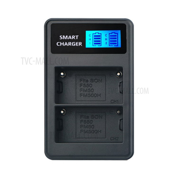 LCD Display Dual-Channel USB Charger for Sony NP-FM500H BC-VM50 NP-FM50 NP-FM55H NP-F550 Battery